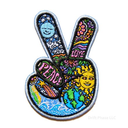 Peace Sign Hand Embroidered Patch