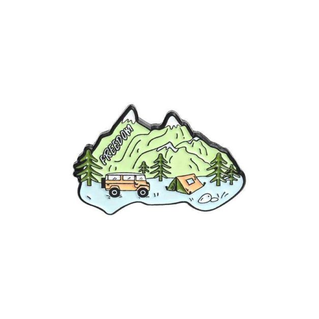 Close-Up Image of Great Outdoors Enamel Pin - Mountains