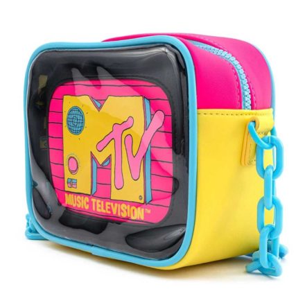 MTV Clear Crossbody Purse with Chain Link Strap - Side View