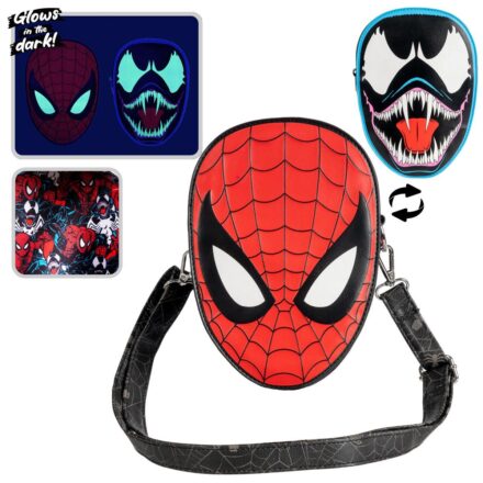Loungefly Spider-Man vs. Venom Crossbody Purse Front and Back with Glow Effect