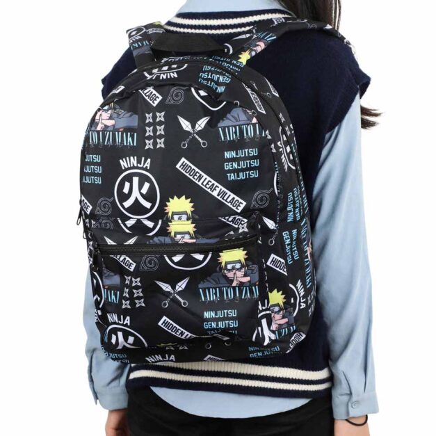 Model wearing Naruto Icons Laptop Backpack