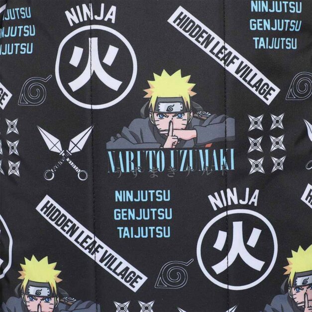 Close-up of Naruto Icons print on laptop backpack