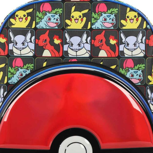 Close-up of Pokemon Pokeball Backpack print detail