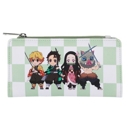 Front view of Demon Slayer Chibi Bi-Fold Wallet with screen-printed characters