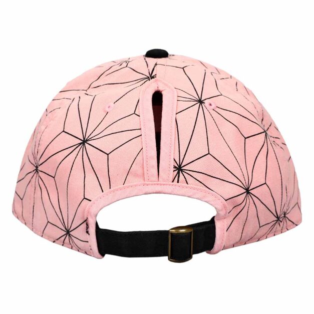 Demon Slayer Nezuko Bamboo Muzzle Ponytail Dad Hat Back View with adjustable strap and ponytail slot