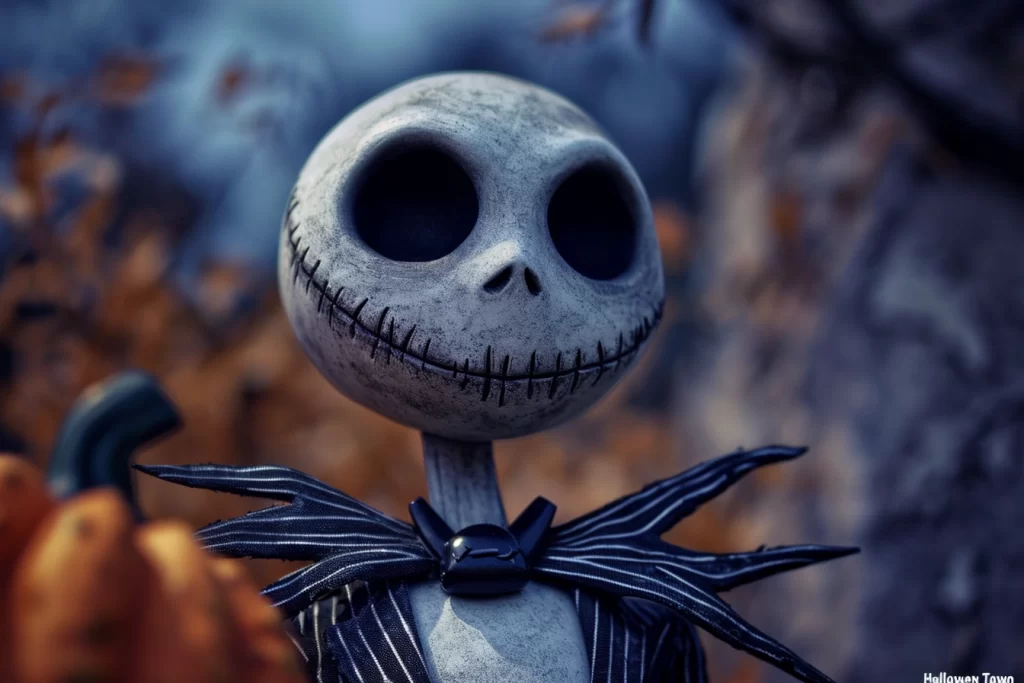 Close up portrait of Jack Skellington From The Nightmare Before Christmas 