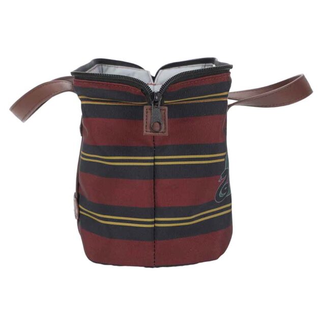 Side profile view of Hogwarts Lunch Tote with open bag