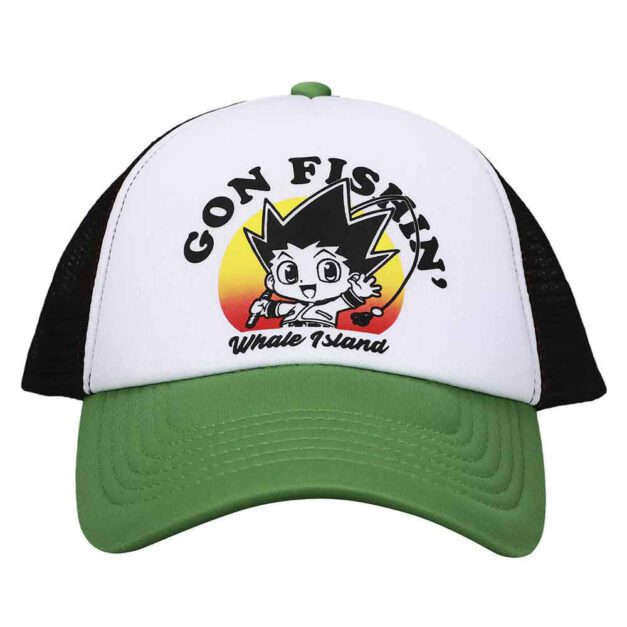 Hunter X Hunter Gon Fishin’ Trucker Hat Front of cap with Gon Fishin’ Graphic