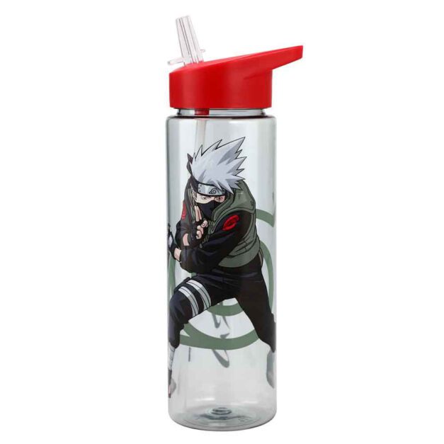 Naruto Kakashi water bottle with open mouth straw