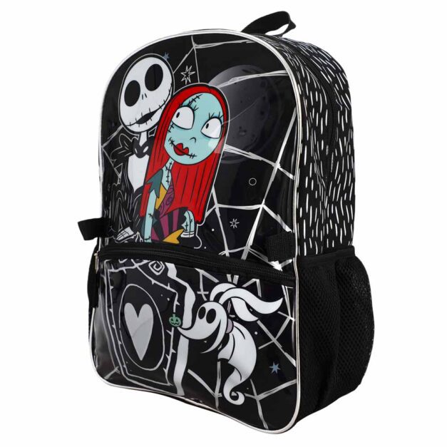 Right side view of The Nightmare Before Christmas Jack & Sally Backpack.