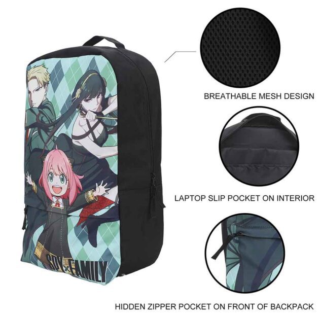 Features of the Spy x Family Argyle Print Laptop Backpack