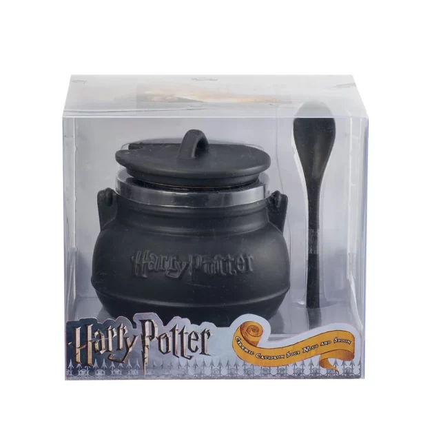 Harry Potter Black Cauldron Ceramic Soup Mug with Spoon in original packaging